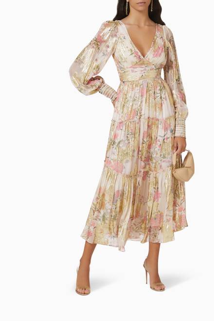 hover state of Floral Maxi Dress in Viscose Lurex  