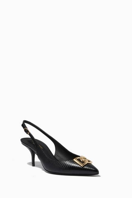 hover state of Cardinale 60 Slingback Pumps in Iguana-print Leather   
