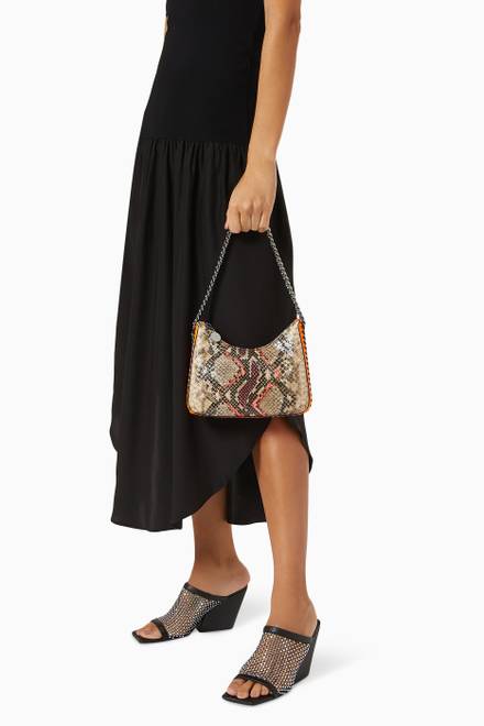 hover state of Falabella Zip Mini Shoulder Bag in Eco Python-printed Leather   