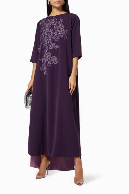 hover state of Embroidered High Low Kaftan 