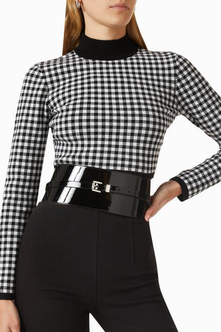hover state of Wide Waist Belt in Patent Leather