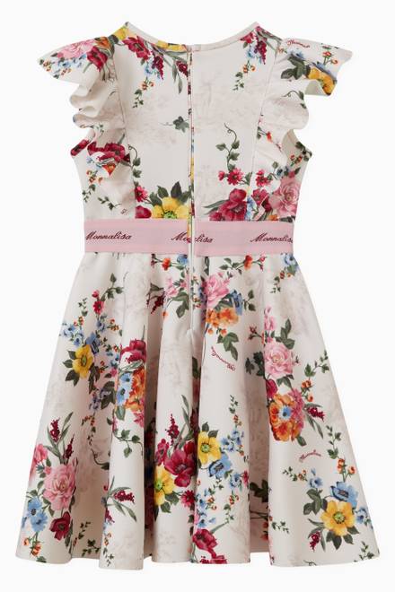 hover state of Floral Print Ruffled Dress in Stretchy Cotton