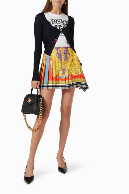 hover state of Barocco Goddess Pleated Mini Skirt in Silk Twill