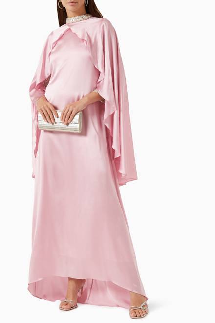 hover state of Sequinned Ruffle Kaftan in Satin 