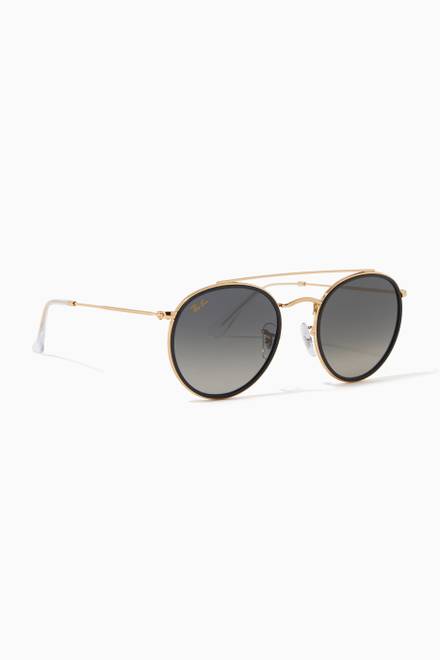 hover state of Round Double Bridge Sunglasses in Metal 
