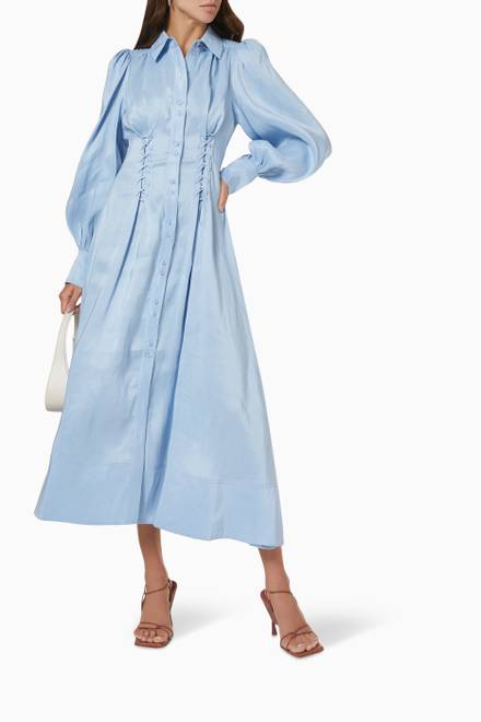 hover state of Ephemera Lace Up Shirt Dress in Cotton  