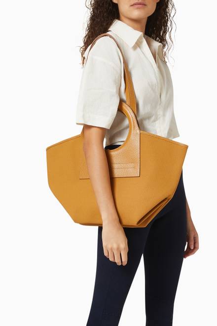hover state of Cala Tote Bag in Canvas & Grained Leather