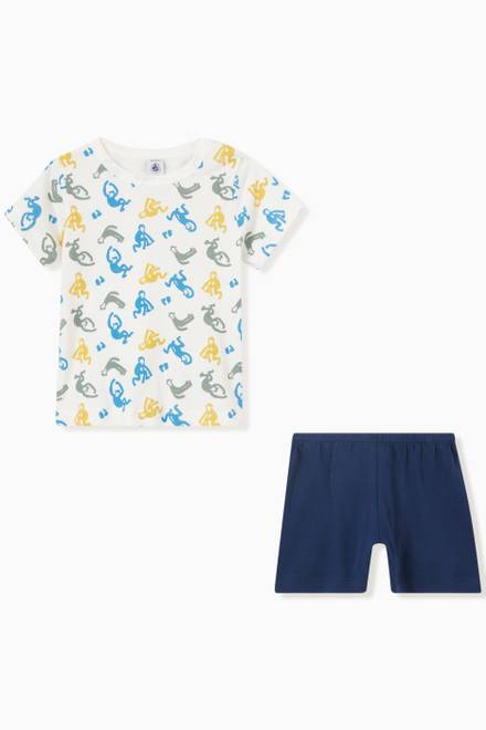 hover state of Monkey Short Pyjama Set in Organic Cotton 