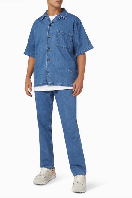 hover state of Denim Shirt in Cotton-Silk Blend