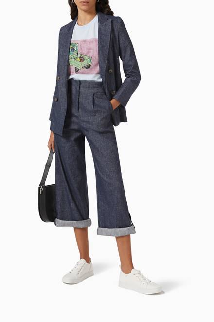 hover state of Denim-effect Wide-Leg Pants  