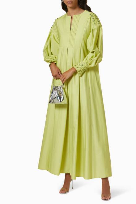 hover state of Balloon Sleeve Maxi Dress in Poplin