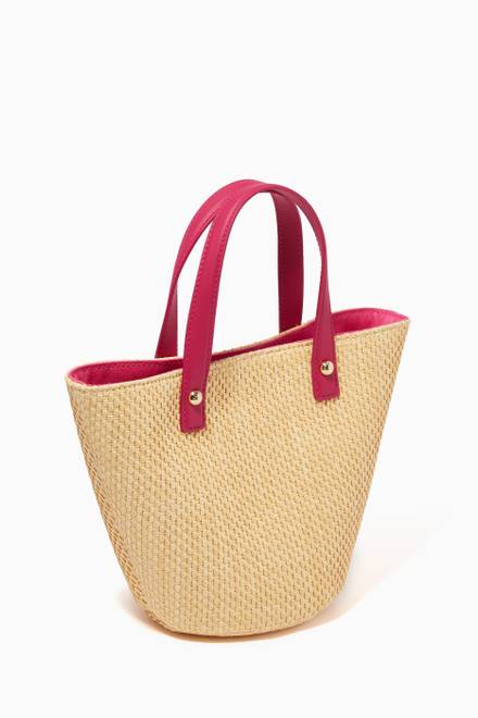 hover state of Logo Patch Tote Bag in Raffia