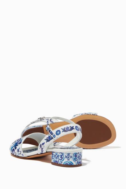 hover state of Majolica Print Sandals in Leather 