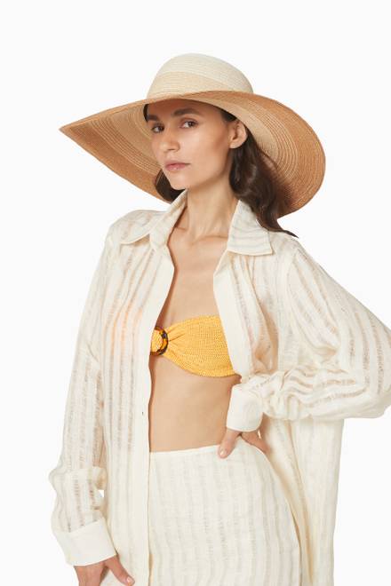 hover state of Bunny Packable Sun Hat in Woven Straw 