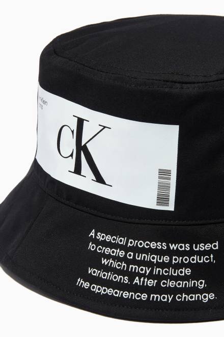 hover state of All-over Logo Print Bucket Hat in Cotton Twill