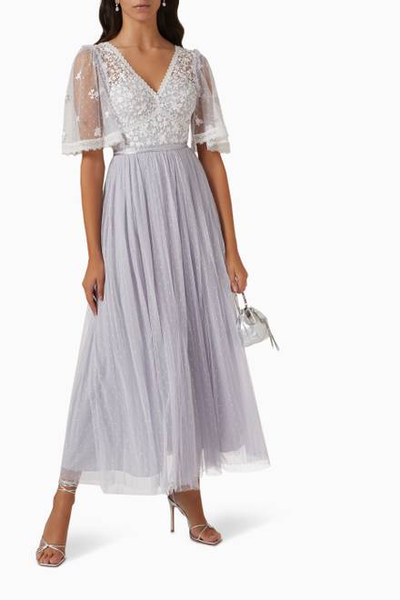 hover state of Sweetheart Lace Bodice Ankle Gown in Tulle  