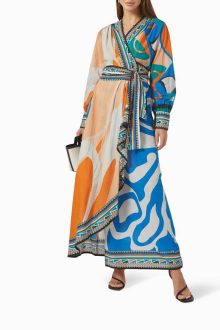 hover state of Elenor Wrap Kaftan in Cotton