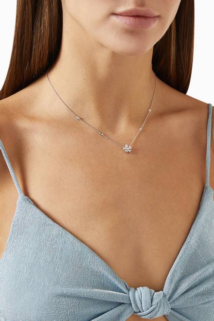hover state of Fleur Mini Diamond Necklace in 18kt White Gold 