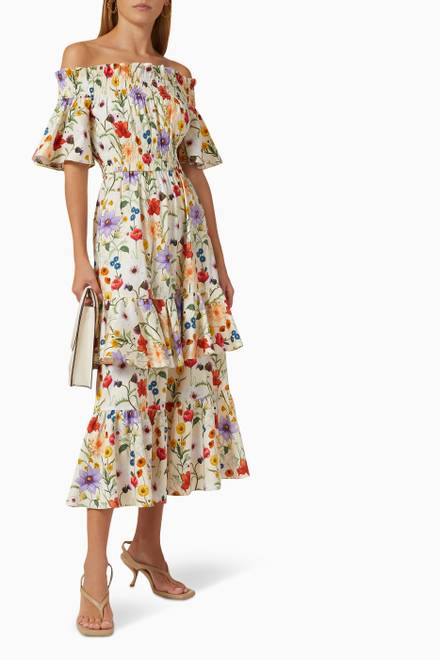 hover state of Margarita Printed Dress in Cotton 