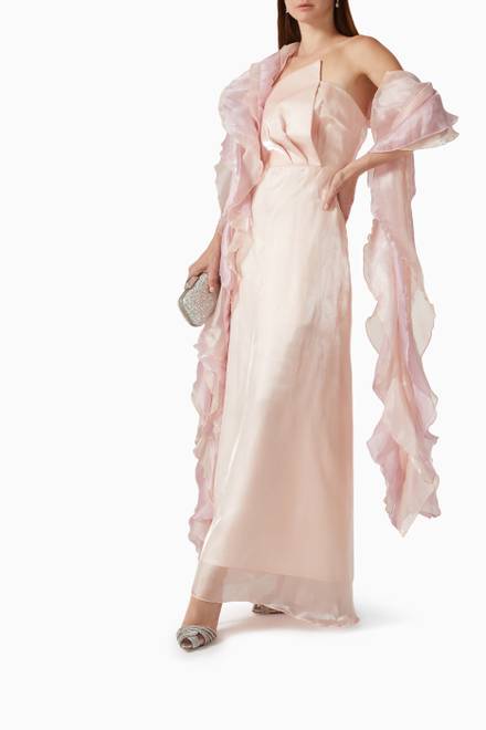 hover state of Strapless Dress & Scarf in Organza 