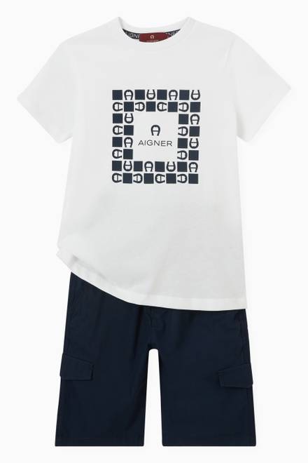 hover state of Square Contrast Logo Print T-shirt in Cotton