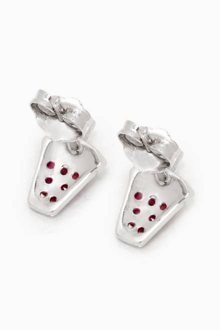 hover state of Juice Ruby Diamond Earrings in 18kt White Gold 