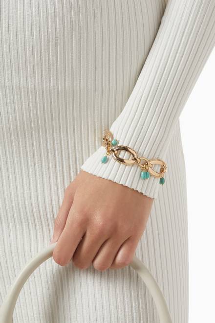 hover state of On-trend Turquoise Chain Bracelet in 14kt Gold-plated Metal