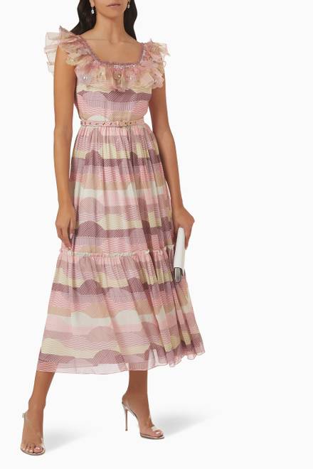 hover state of Frill Belted Midi Dress