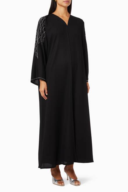 Shop Elna Line Black Crystal Beaded Abaya for Women | Ounass UAE