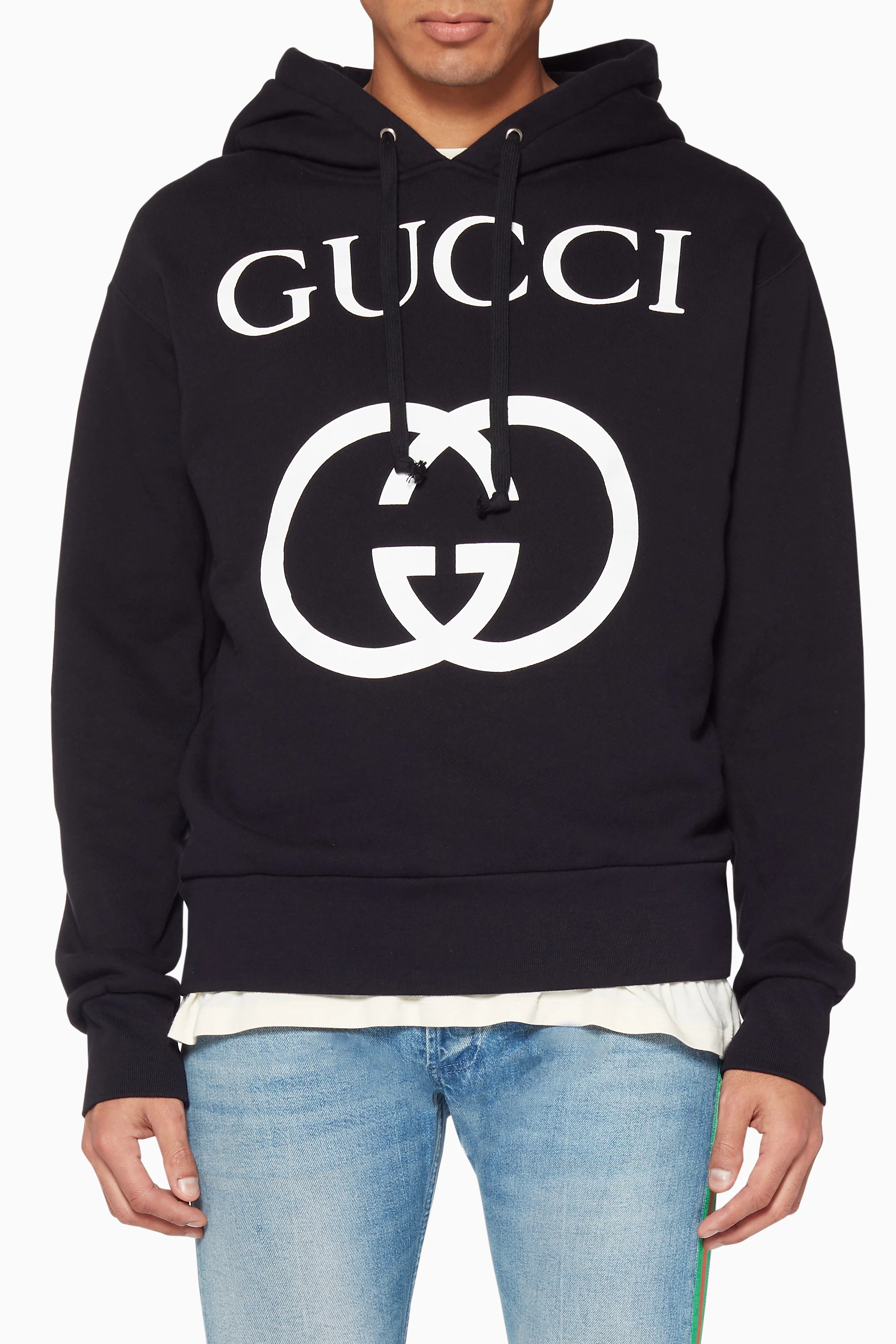 Shop Gucci Black Black Interlocked GG Hoodie for MEN | Ounass Saudi Arabia