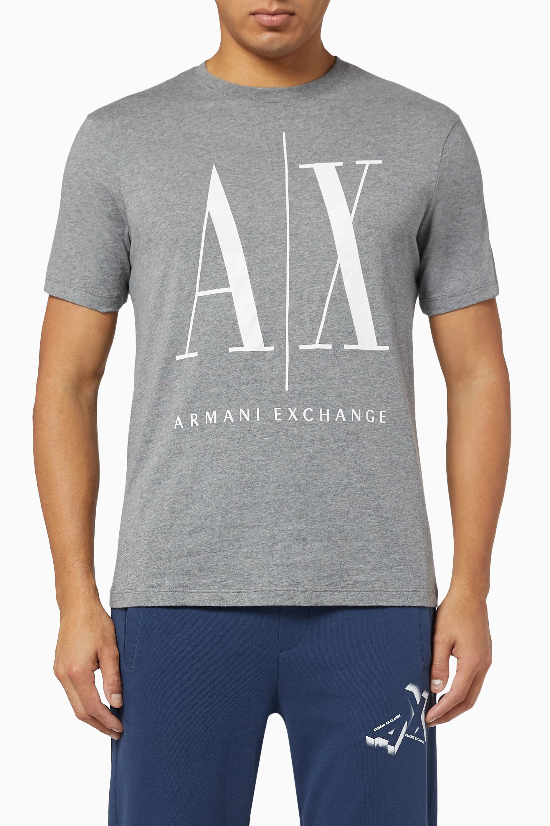 Shop Armani Exchange Grey A|X Cotton Crewneck T-Shirt for MEN | Ounass  Saudi Arabia