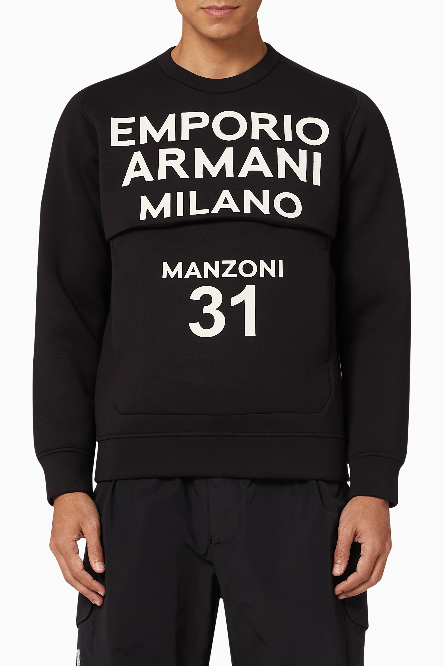 Shop Emporio Armani Black Sustainable Macro EA Milano Sweatshirt for MEN |  Ounass UAE