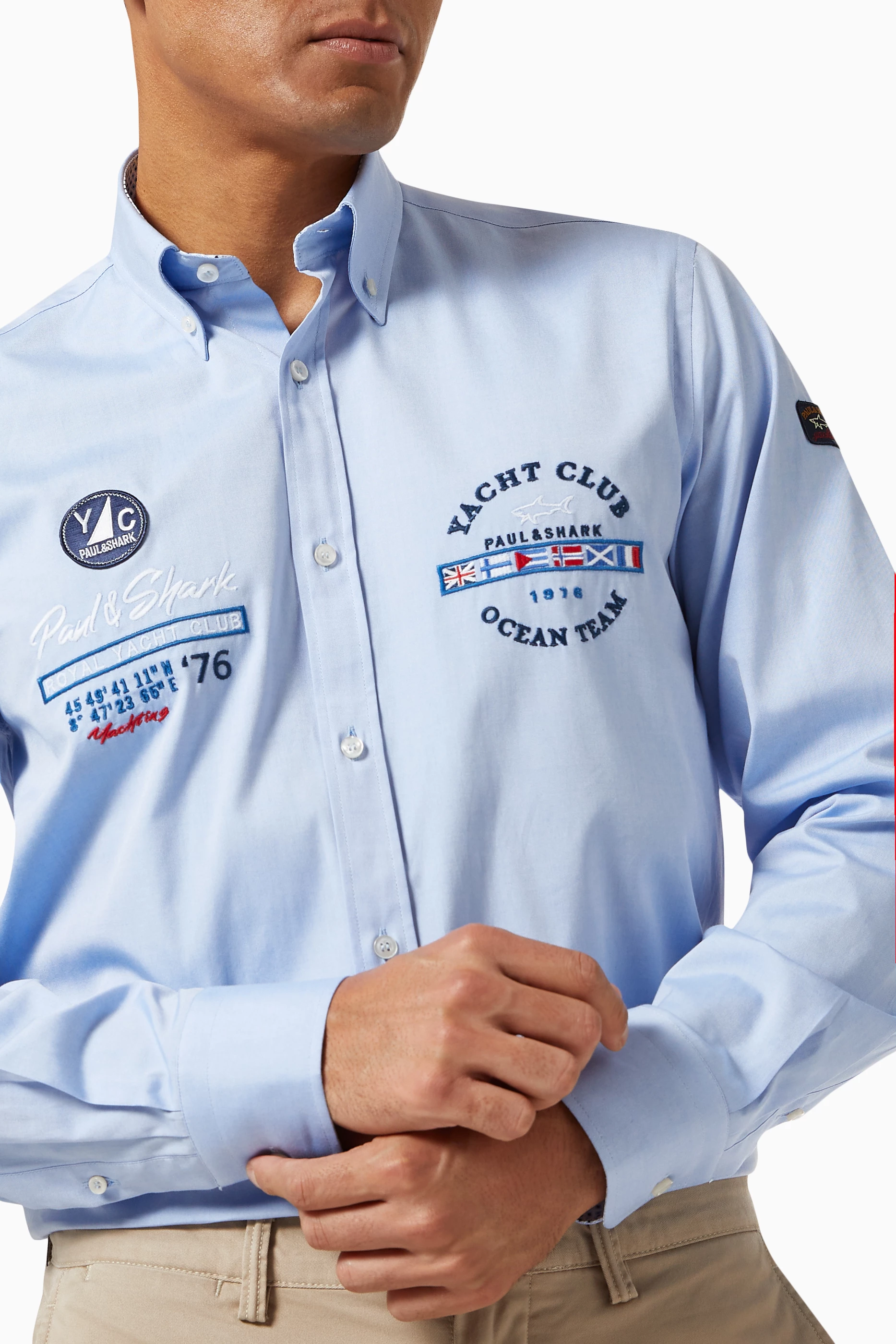 Shop Paul & Shark Blue Shirt with Nautical Embroidery in Organic Cotton  Oxford for MEN | Ounass Saudi Arabia