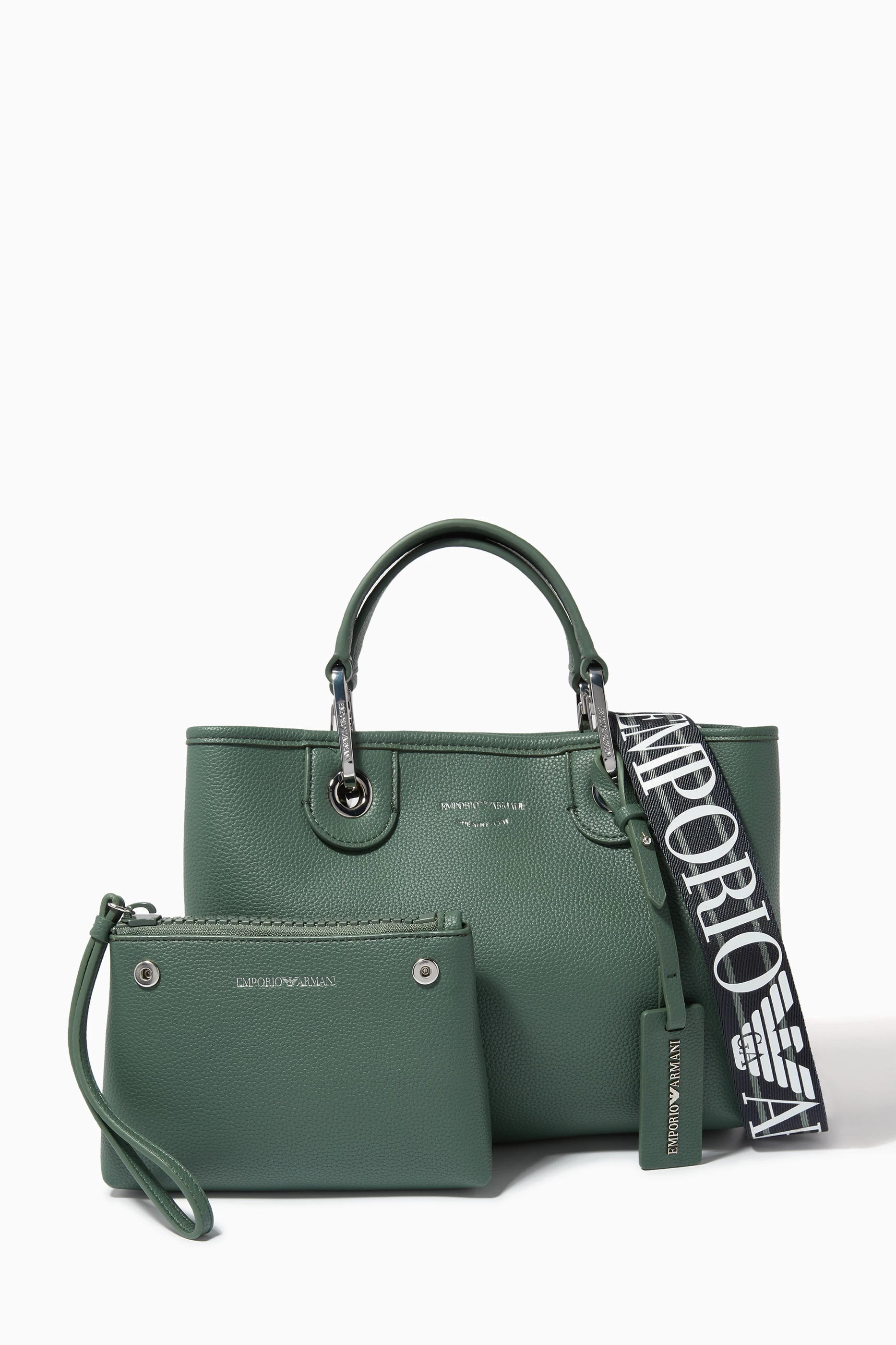 Shop Emporio Armani Green My EA Small Tote Bag in Faux Leather for WOMEN |  Ounass Saudi Arabia