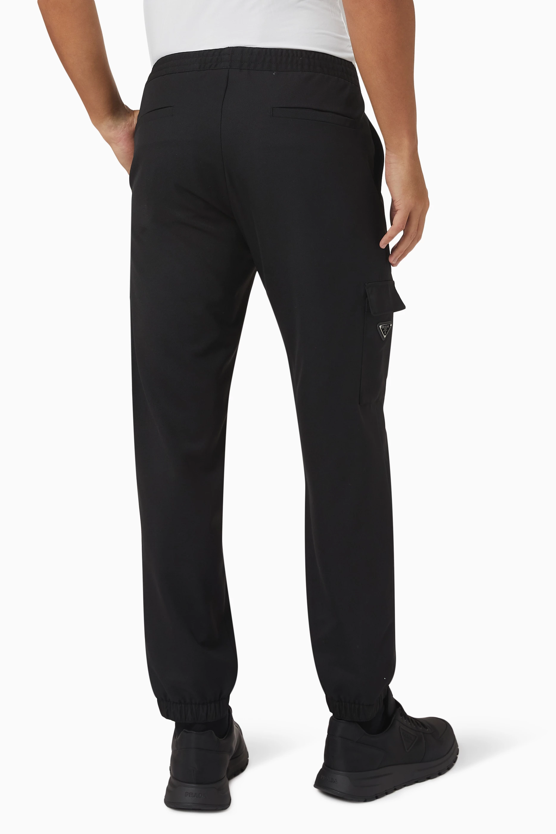 Shop Prada Black Cargo Pants in Wool Gabardine for MEN | Ounass Saudi Arabia