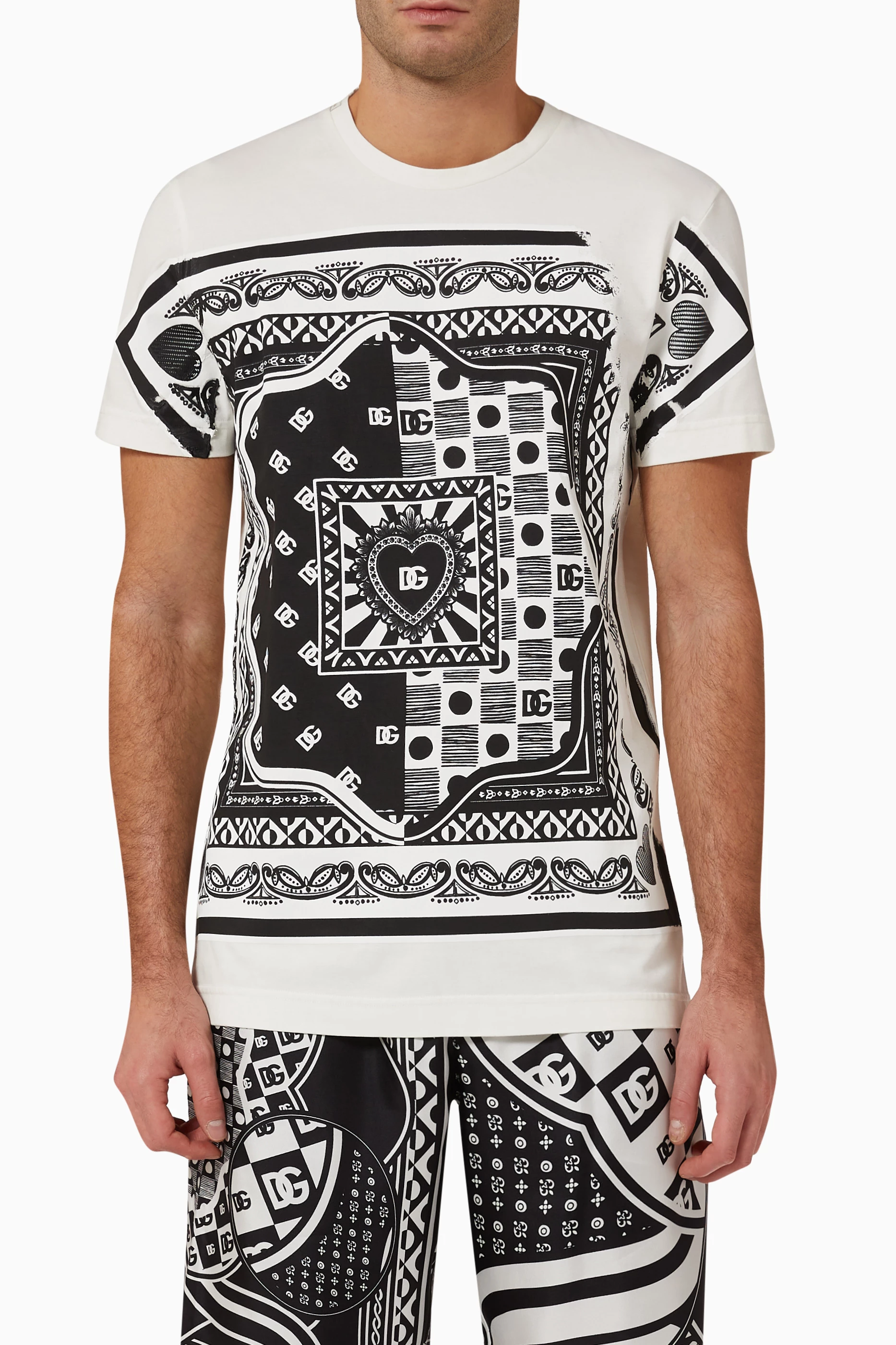 Shop Dolce & Gabbana White Bandana-print T-shirt in Cotton Jersey for MEN |  Ounass Saudi Arabia