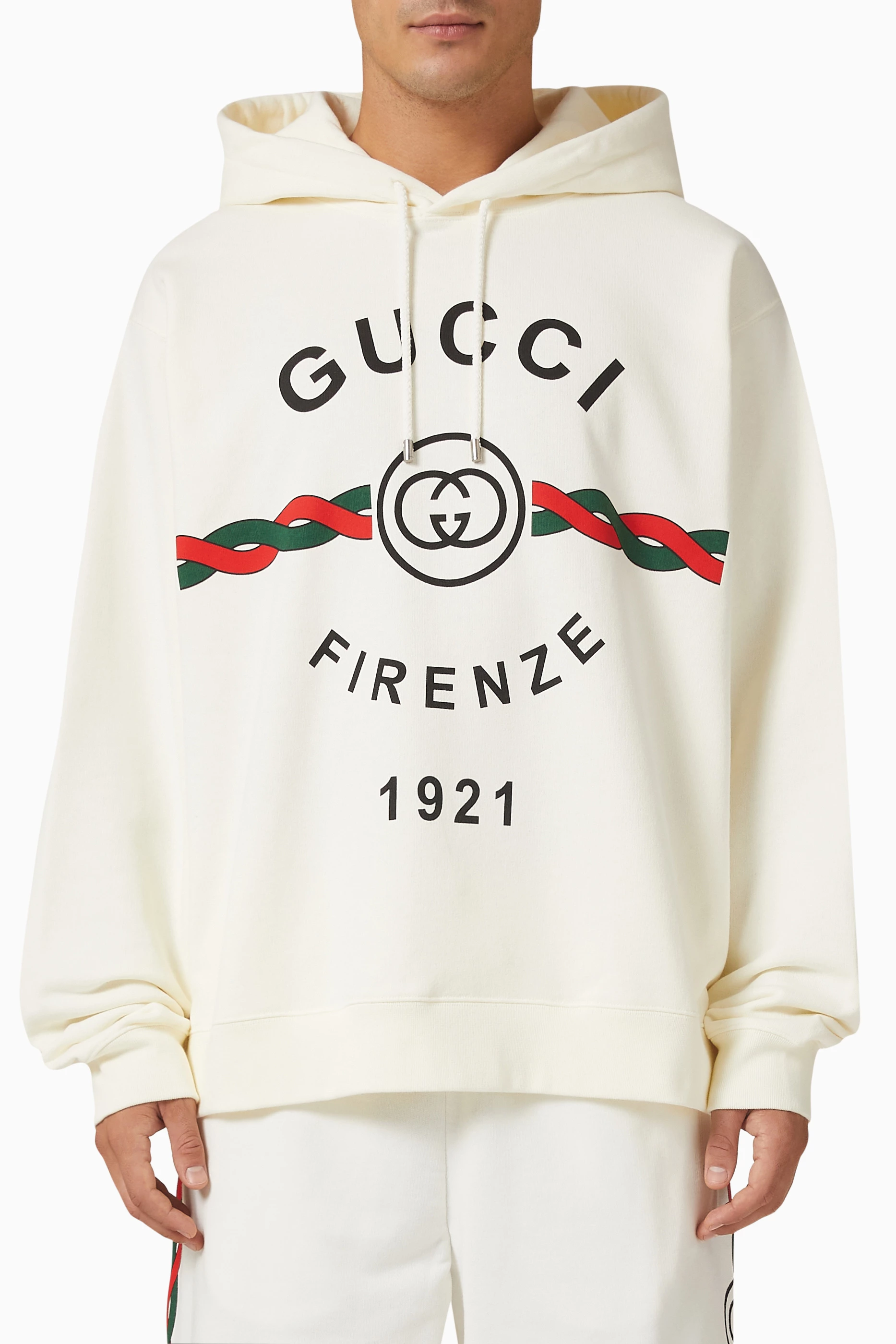 Shop Gucci Neutral Gucci Firenze 1921 Hooded Sweatshirt in Felted Cotton  Jersey for MEN | Ounass Saudi Arabia