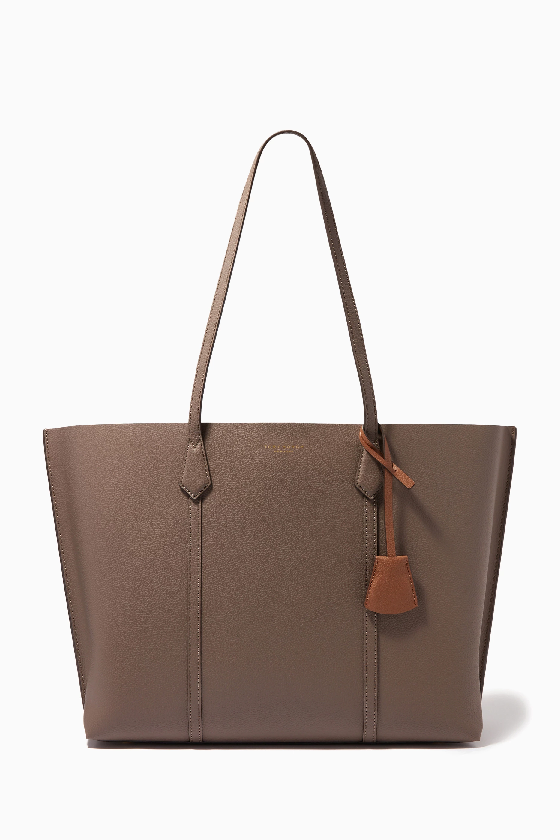 Shop Tory Burch Brown Perry Tote Bag in Pebbled Leather for WOMEN | Ounass  Saudi Arabia