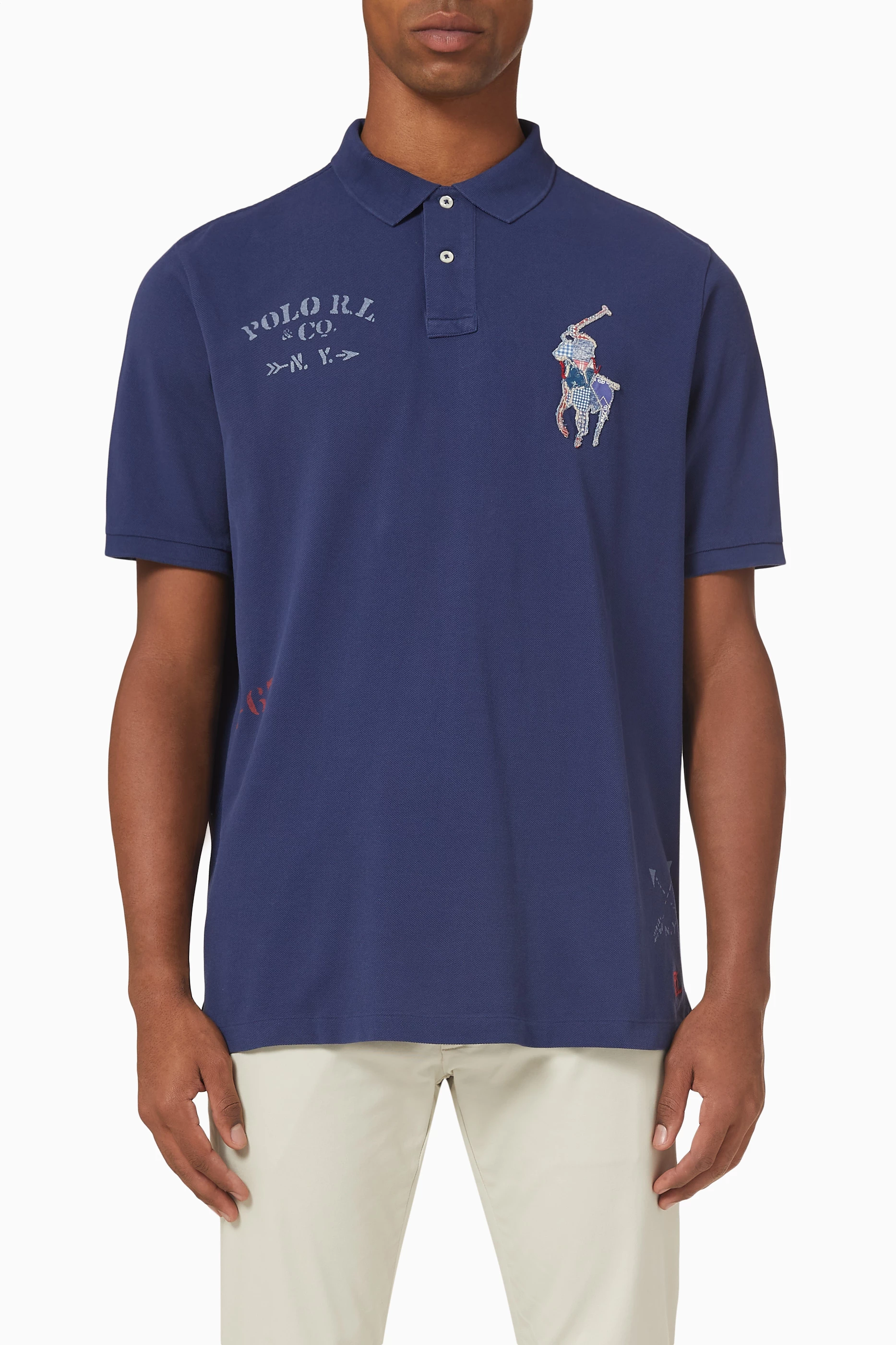 Shop Polo Ralph Lauren Blue Big Pony Polo Shirt in Cotton Piqué for MEN |  Ounass Saudi Arabia