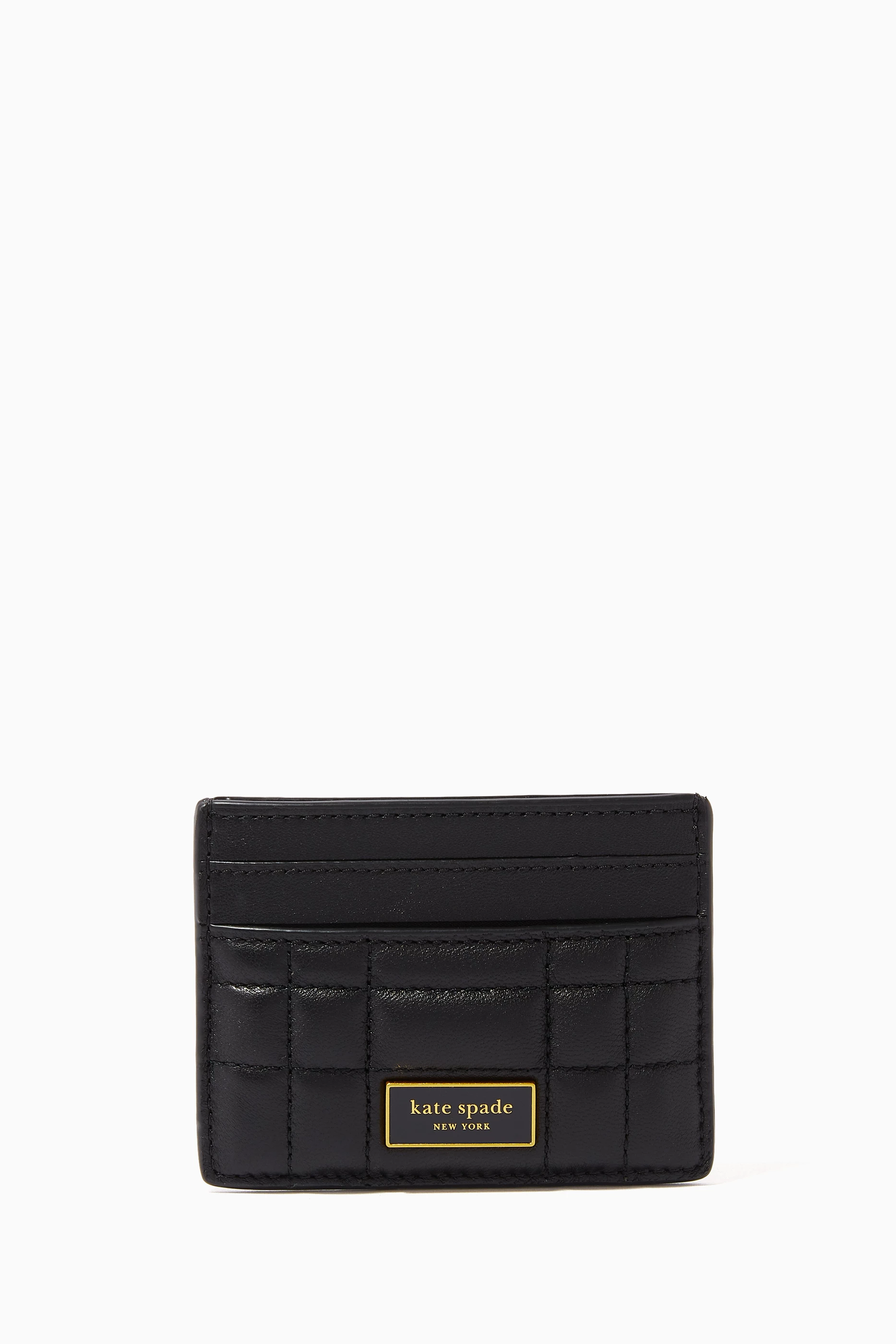 Shop Kate Spade New York Black Evelyn Card Case in Quilted Leather for  WOMEN | Ounass Saudi Arabia
