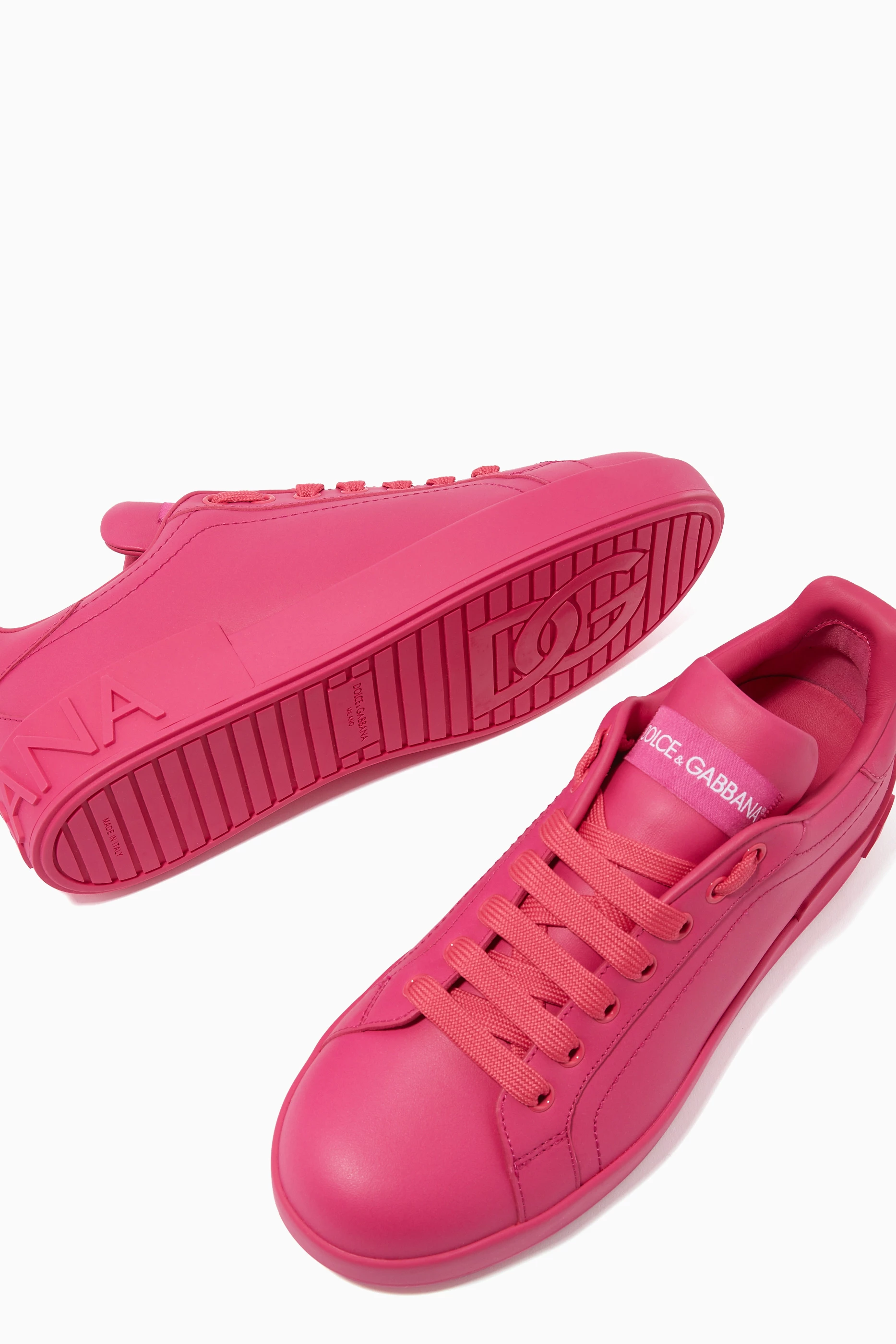Shop Dolce & Gabbana Pink Portofino Sneakers in Leather for WOMEN | Ounass  Saudi Arabia