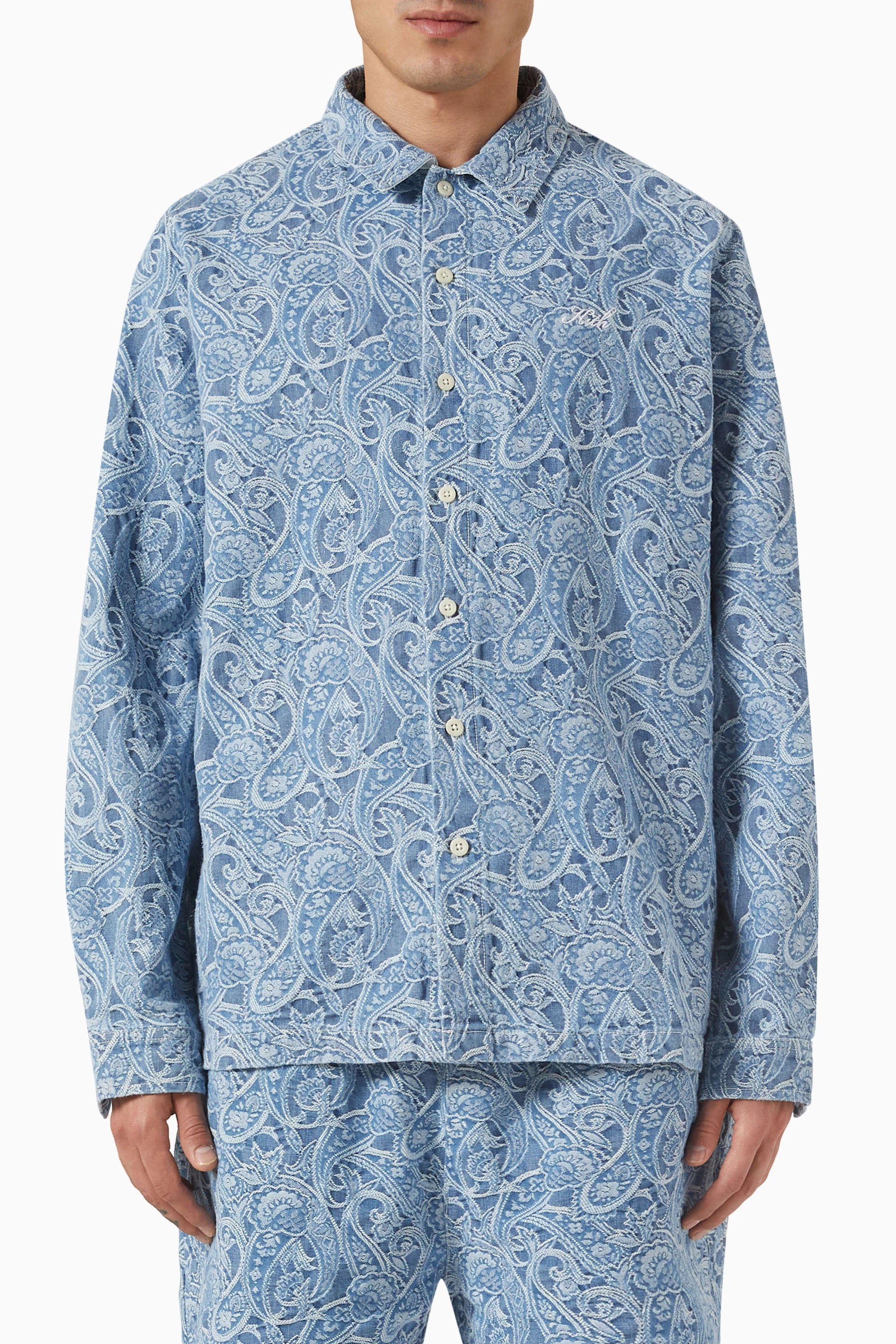 Shop Kith Blue Japanese Paisley Shirt in Denim for MEN | Ounass Saudi Arabia