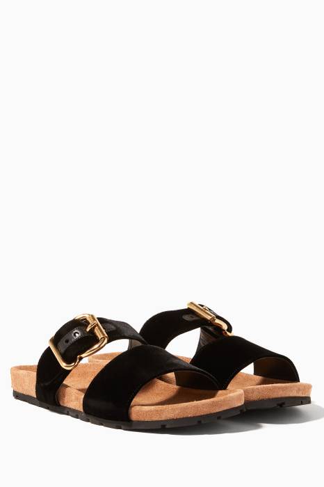 black velvet flat sandals