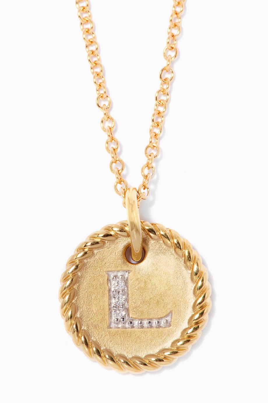 Shop Luxury David Yurman 18kt Gold L Initial Charm Necklace with