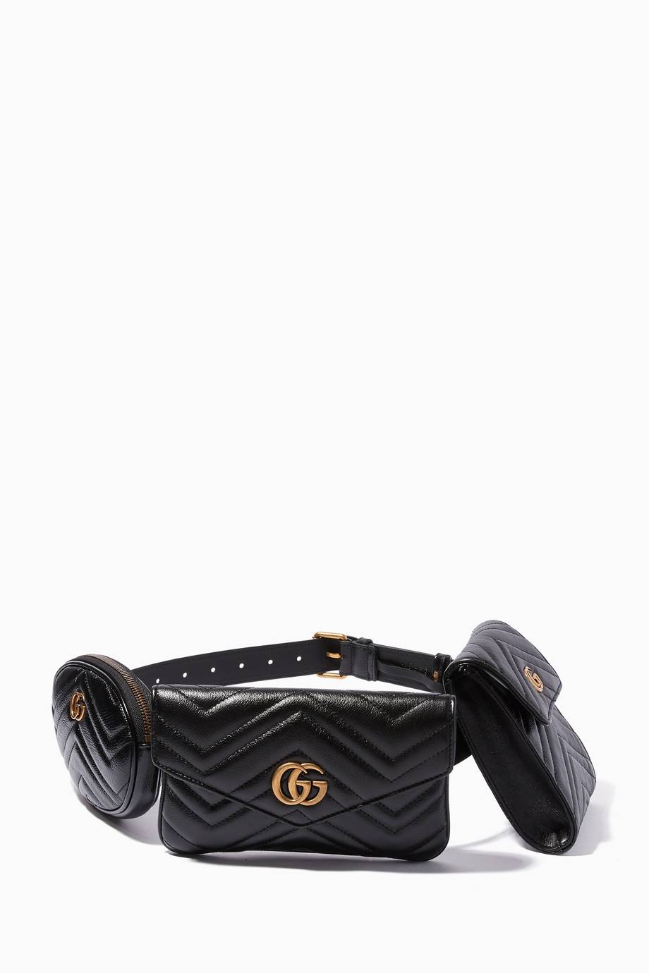 Shop Luxury Gucci Black GG Marmont Matelassé Pouch Belt Bags | Ounass UAE