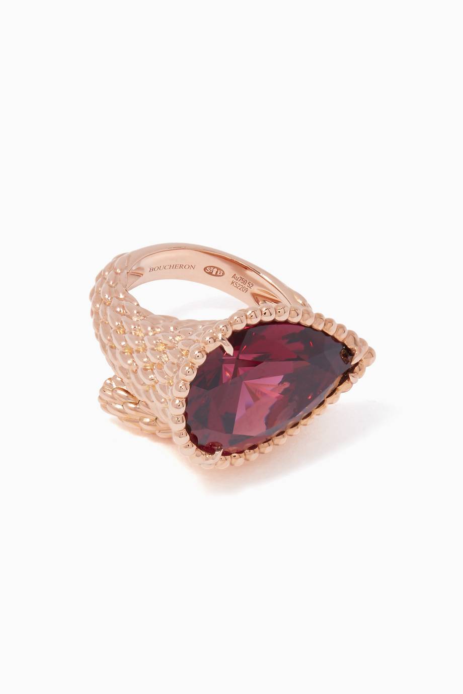 rose-gold & rhodolite l motif serpent bohème ring