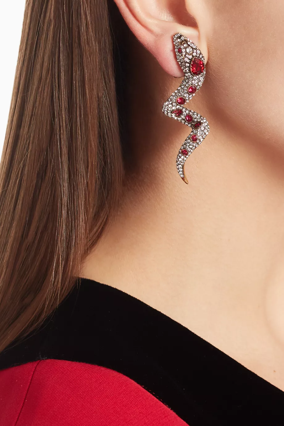 Shop Gucci Red Snake Crystal Set Earrings for WOMEN | Ounass Saudi Arabia