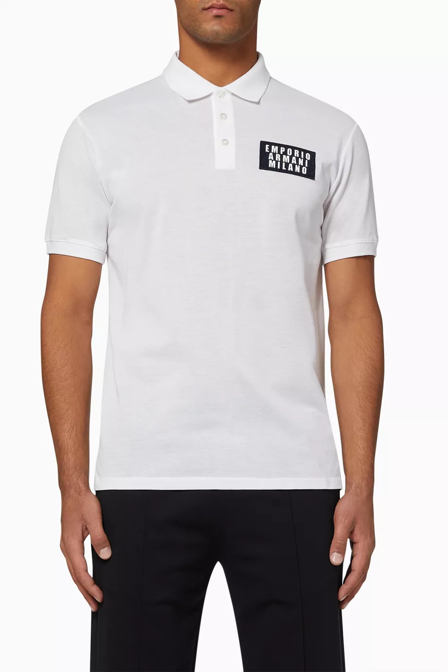 Shop Emporio Armani White EA Milano Cotton Polo Shirt for MEN | Ounass  Saudi Arabia