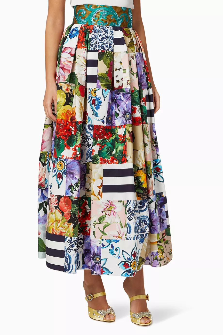Shop Dolce & Gabbana Multicolour Patchwork Cotton Poplin Skirt for WOMEN |  Ounass Saudi Arabia