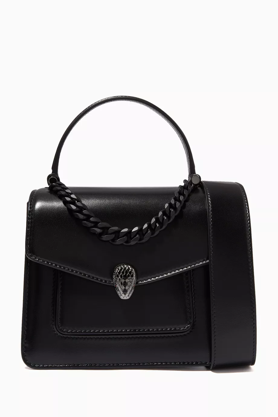 Shop BVLGARI Black Serpenti Forever Maxi Chain Top-handle Bag in Nappa  Leather for WOMEN | Ounass Saudi Arabia
